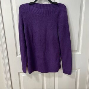 Talbots Womens Sweater Size Small Beautiful Purple Ribbed Collar 3 Buttons